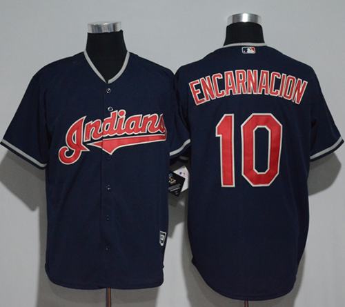 Indians #10 Edwin Encarnacion Navy Blue New Cool Base Stitched MLB Jersey - Click Image to Close